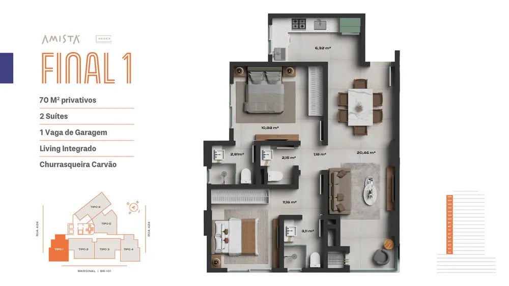 Apartamento, 2 quartos, 69 m² - Foto 10