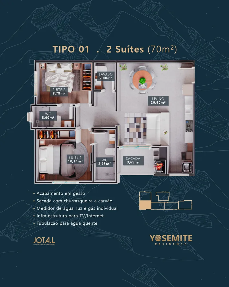 Apartamento, 3 quartos, 69 m² - Foto 1
