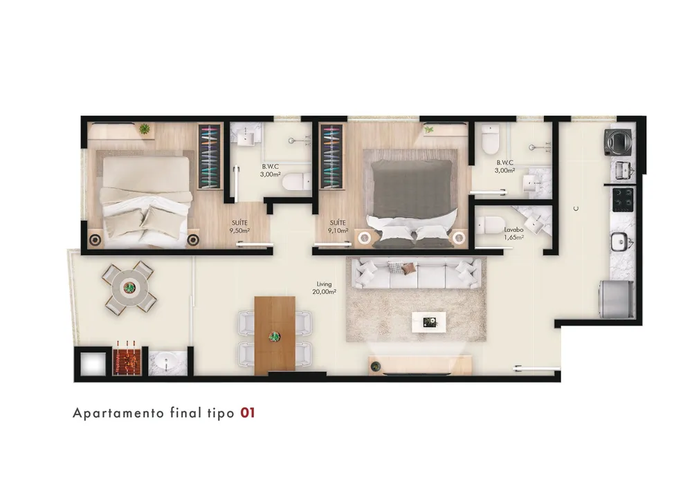 Apartamento, 2 quartos, 69 m² - Foto 3