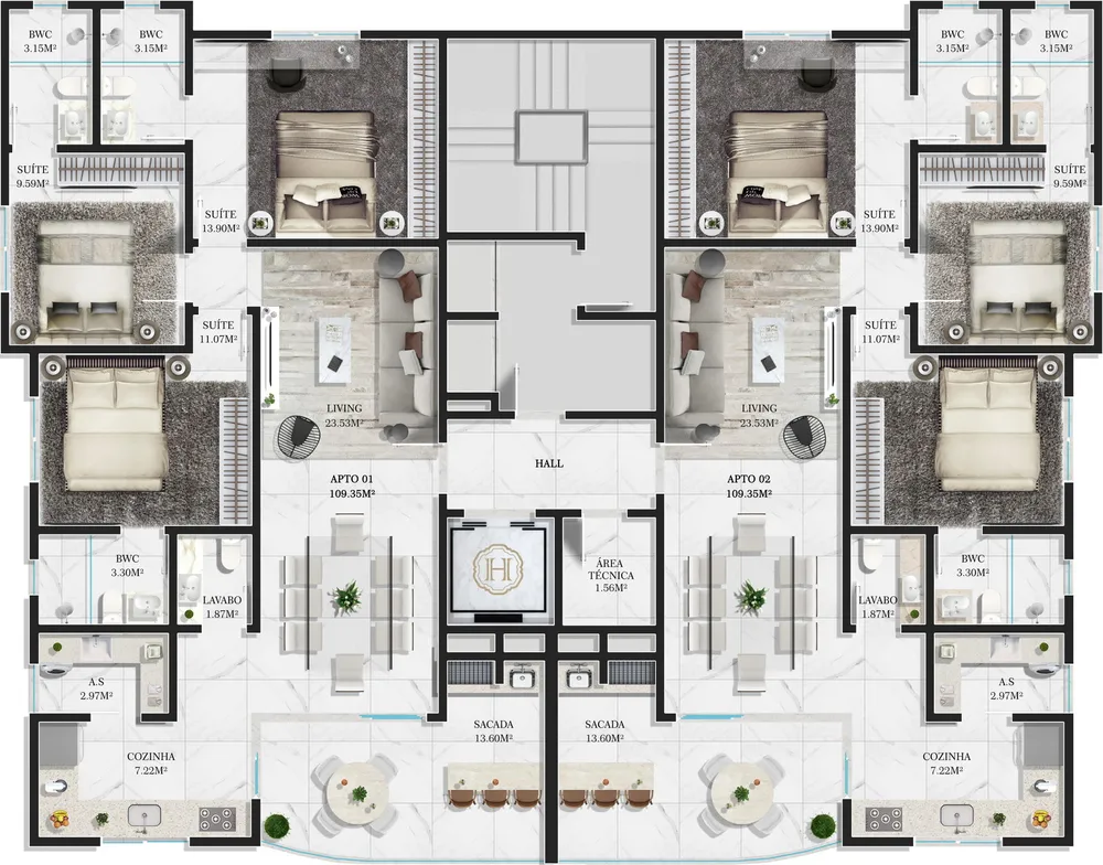 Apartamento, 3 quartos, 109 m² - Foto 3