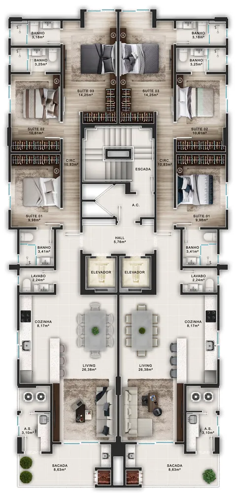Apartamento, 3 quartos, 124 m² - Foto 3