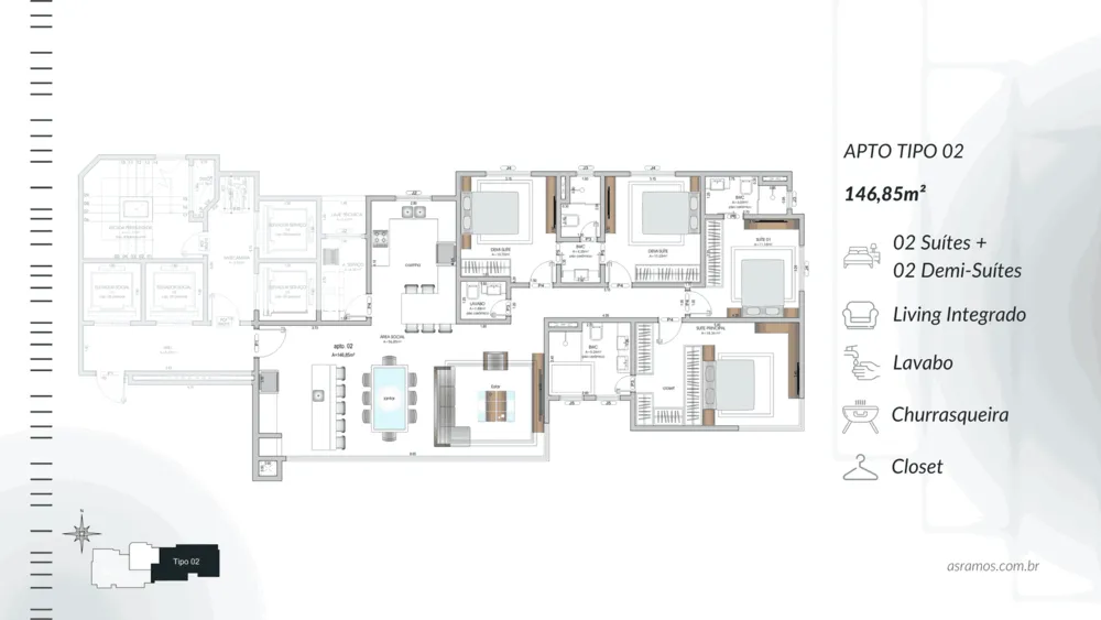 Apartamento, 4 quartos, 146 m² - Foto 1