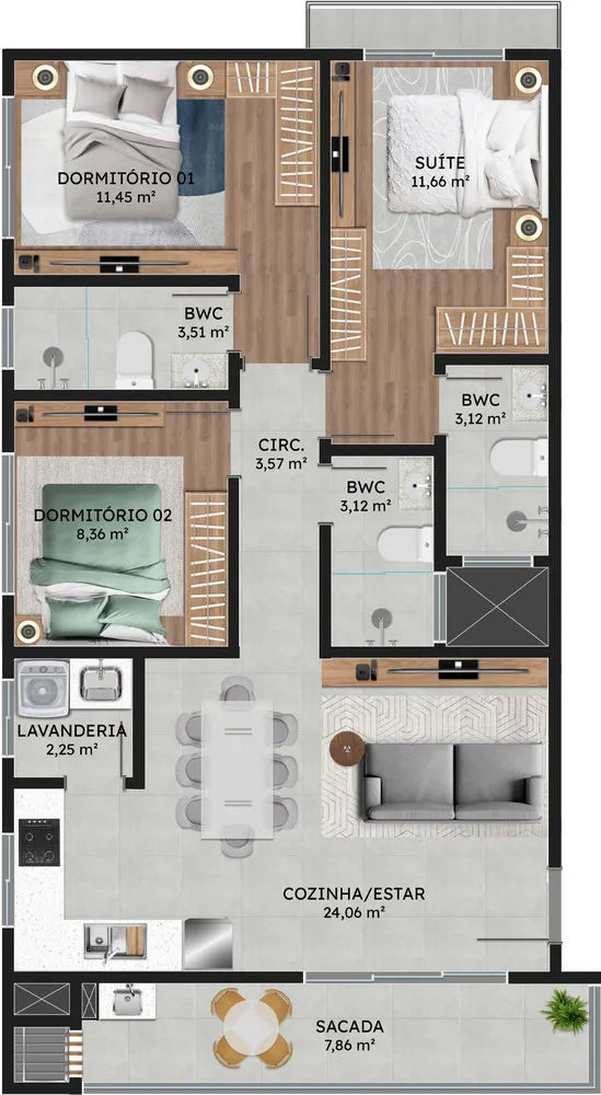 Apartamento, 2 quartos, 77 m² - Foto 12