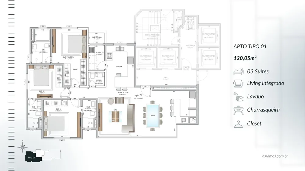 Apartamento, 3 quartos, 120 m² - Foto 4
