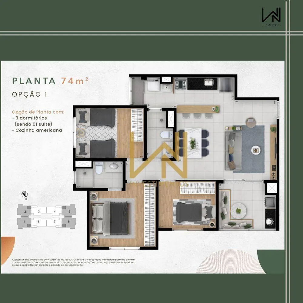 Apartamento, 3 quartos, 74 m² - Foto 4