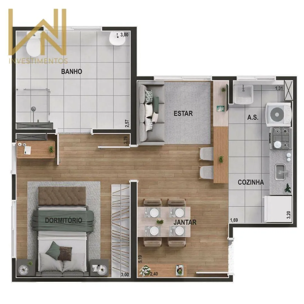 Apartamento, 2 quartos, 43 m² - Foto 7
