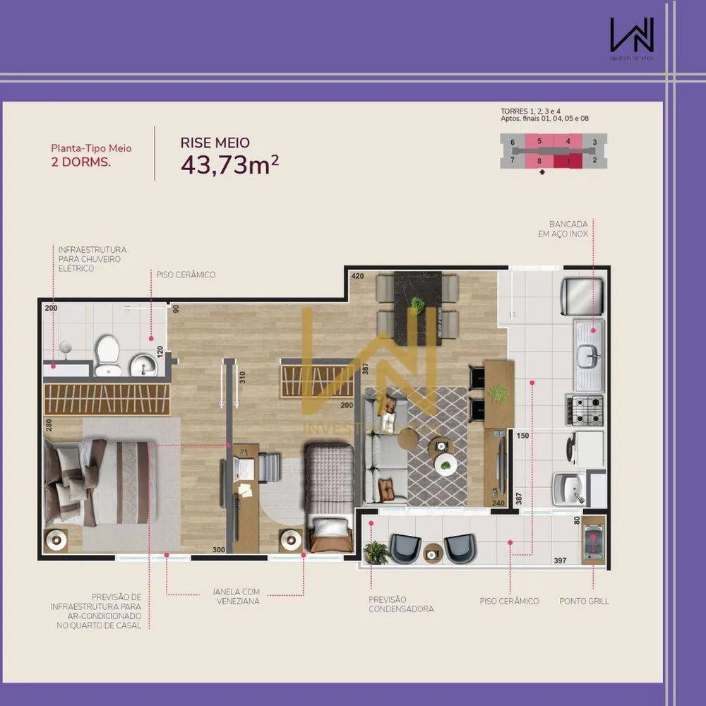 Apartamento, 2 quartos, 43 m² - Foto 8
