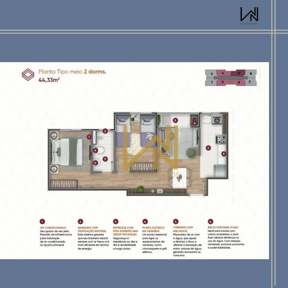 Apartamento, 2 quartos, 44 m² - Foto 7