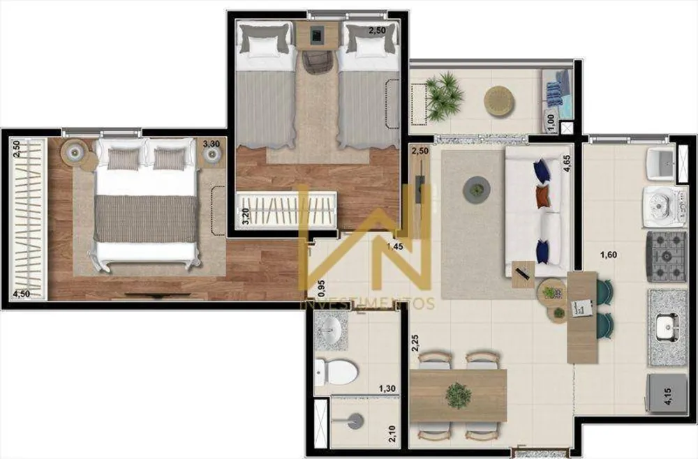 Apartamento, 2 quartos, 49 m² - Foto 2