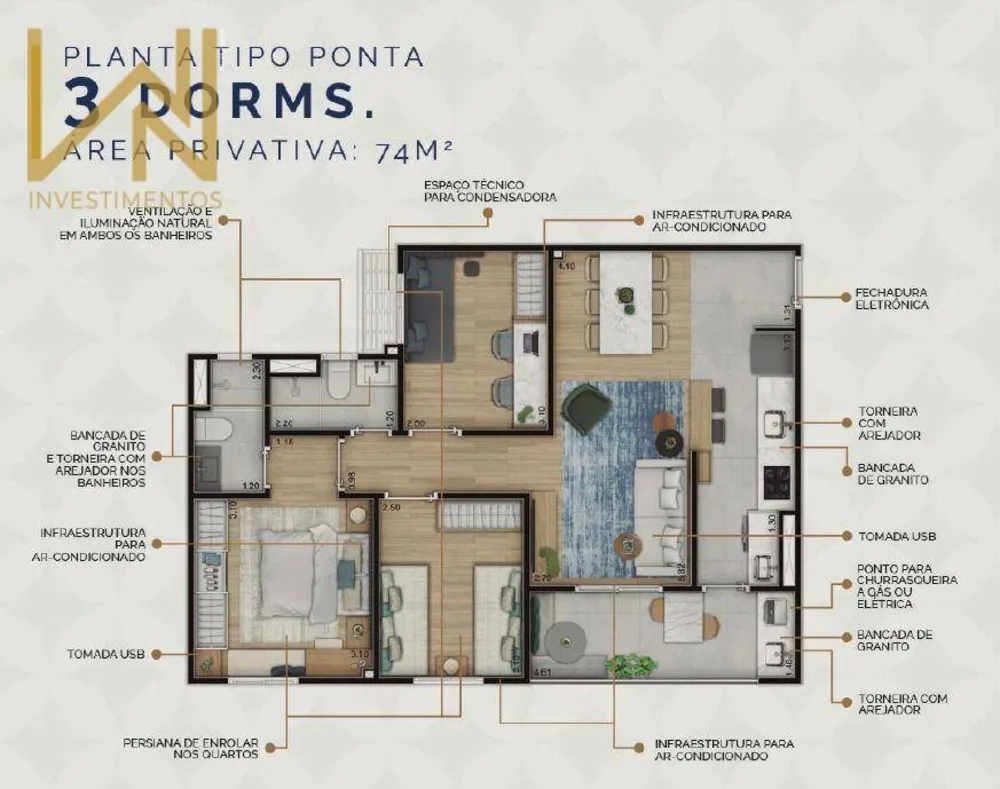 Apartamento, 3 quartos, 73 m² - Foto 1