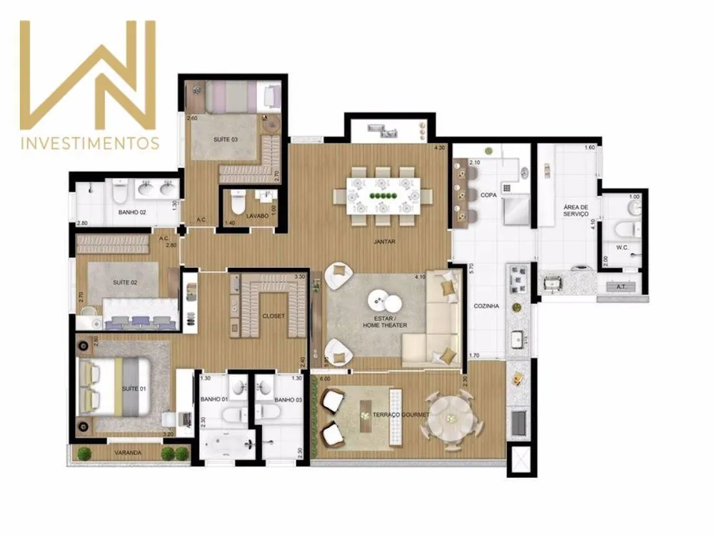 Apartamento, 4 quartos, 128 m² - Foto 2