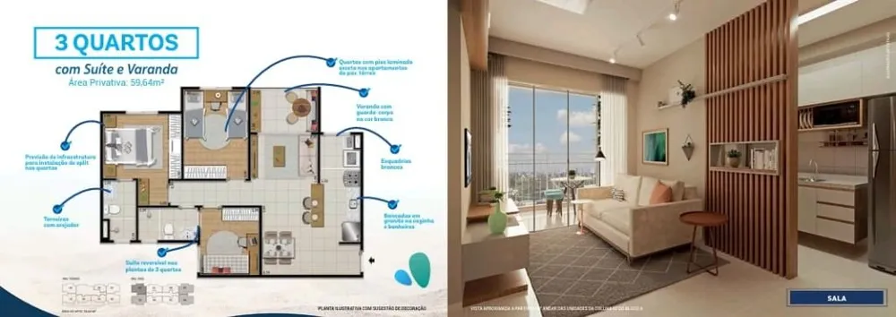 Apartamento, 3 quartos, 59 m² - Foto 11