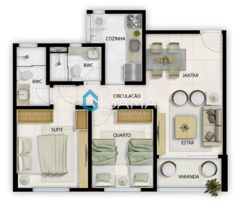 Apartamento, 2 quartos, 58 m² - Foto 1