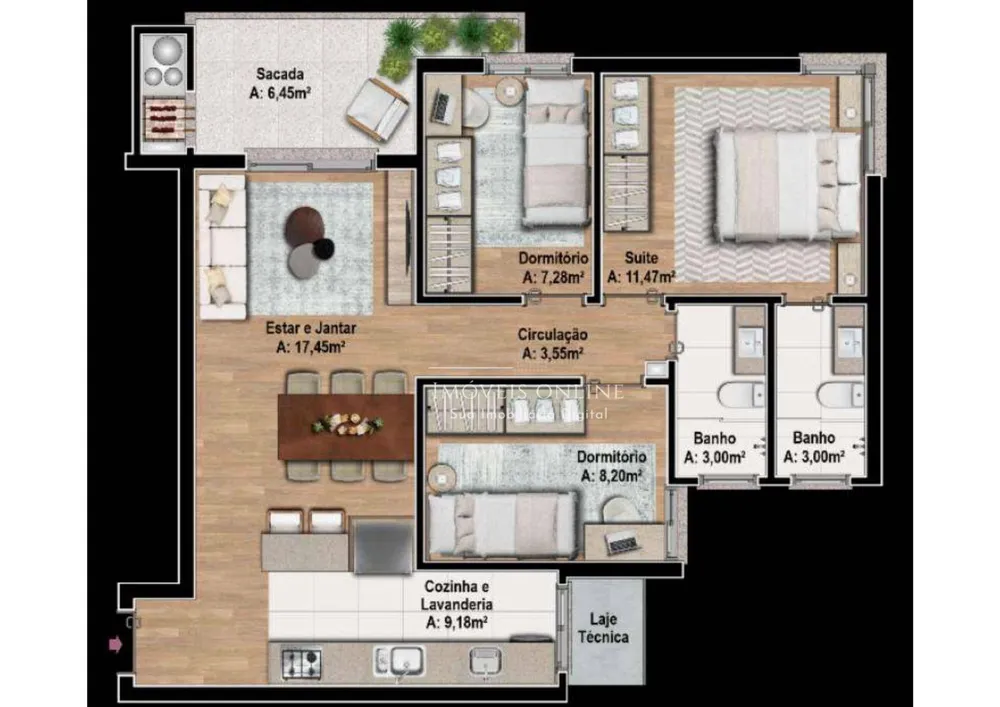 Apartamento, 2 quartos, 78 m² - Foto 2