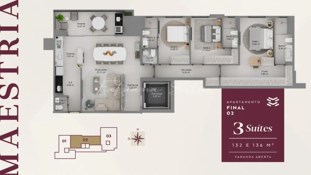 Apartamento, 3 quartos, 132 m² - Foto 1