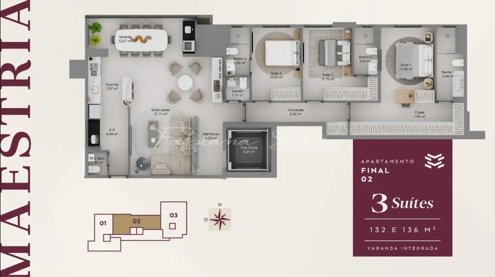 Apartamento, 3 quartos, 132 m² - Foto 2