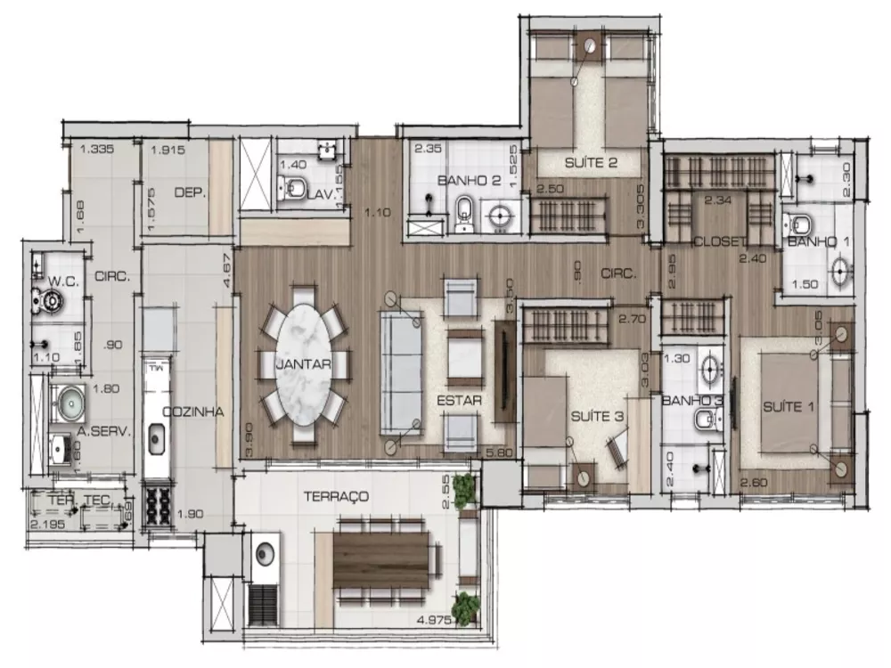 Apartamento à venda com 4 quartos, 155m² - Foto 4