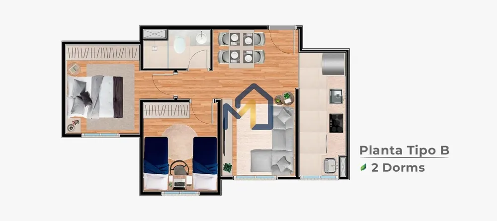 Apartamento, 2 quartos, 41 m² - Foto 2