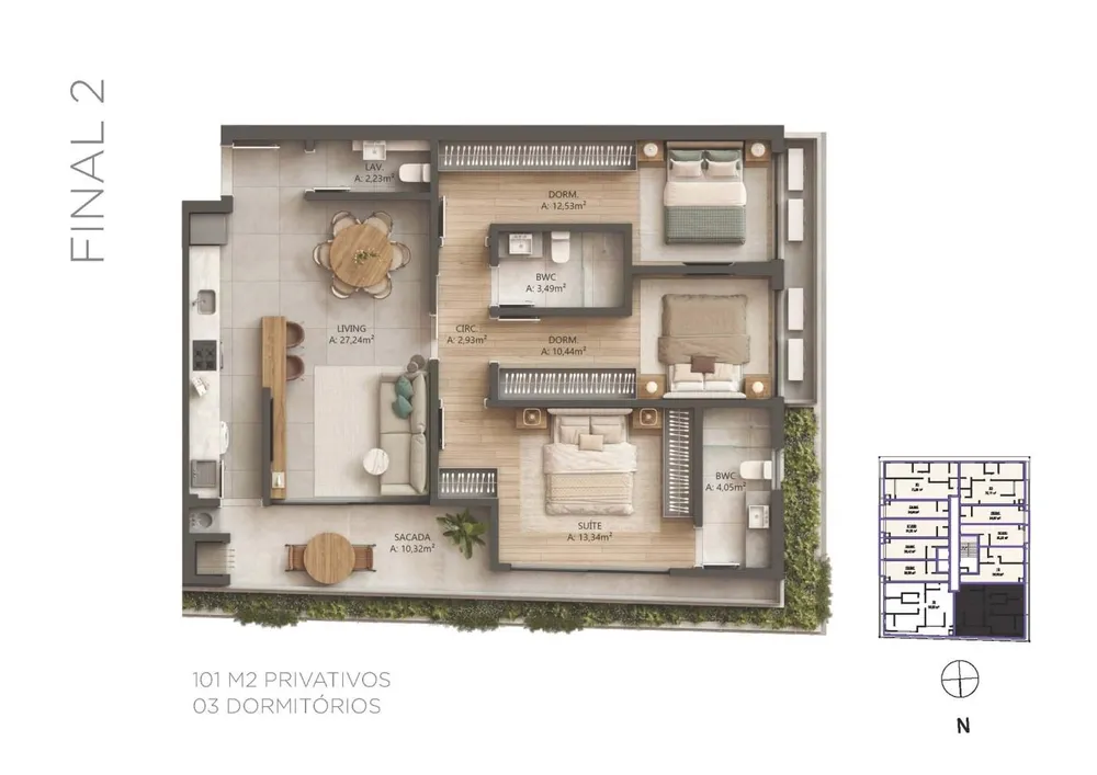 Apartamento, 3 quartos, 101 m² - Foto 6