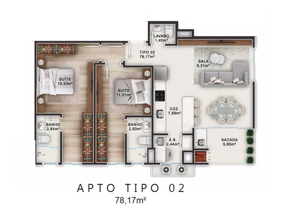 Apartamento, 2 quartos, 78 m² - Foto 6