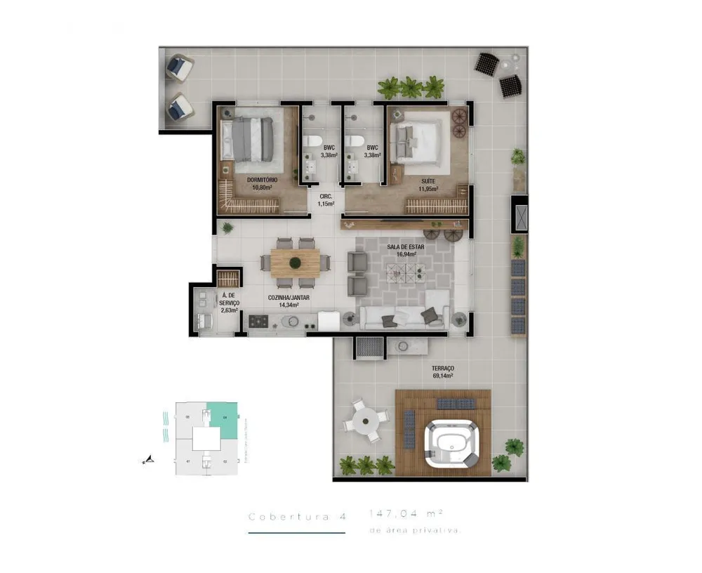 Cobertura, 2 quartos, 147 m² - Foto 16