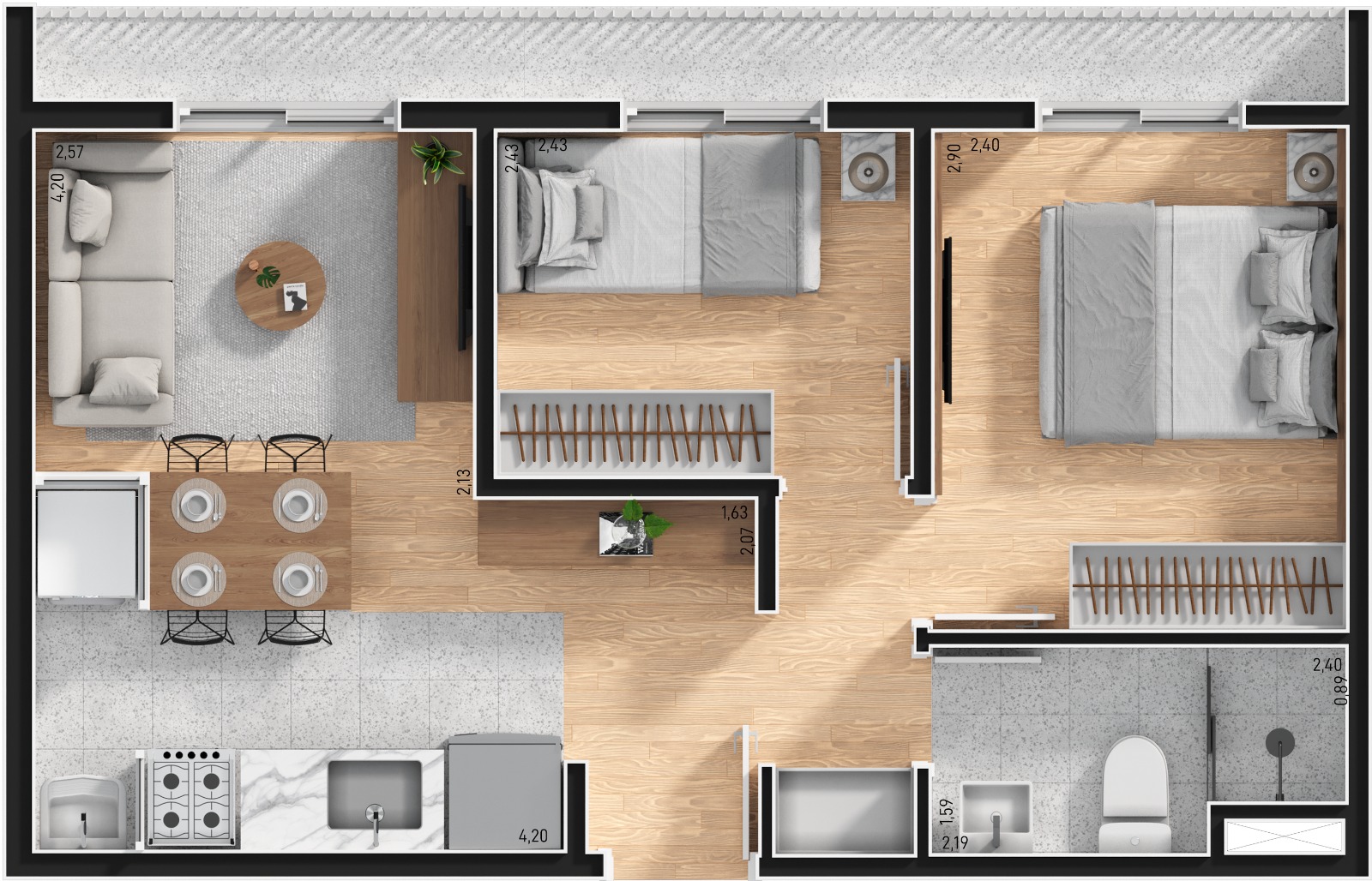 Apartamento à venda com 2 quartos, 39m² - Foto 4