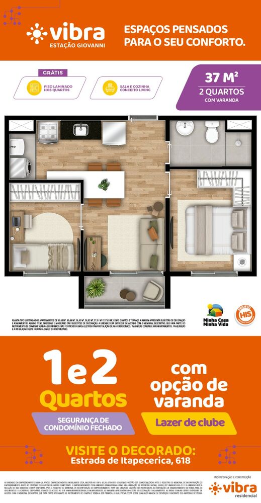 Apartamento, 2 quartos, 37 m² - Foto 1