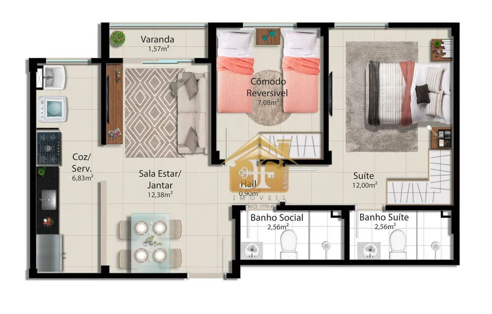 Apartamento, 2 quartos, 51 m² - Foto 3