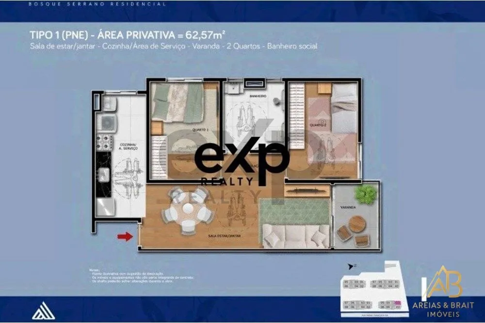 Apartamento, 2 quartos, 56 m² - Foto 3