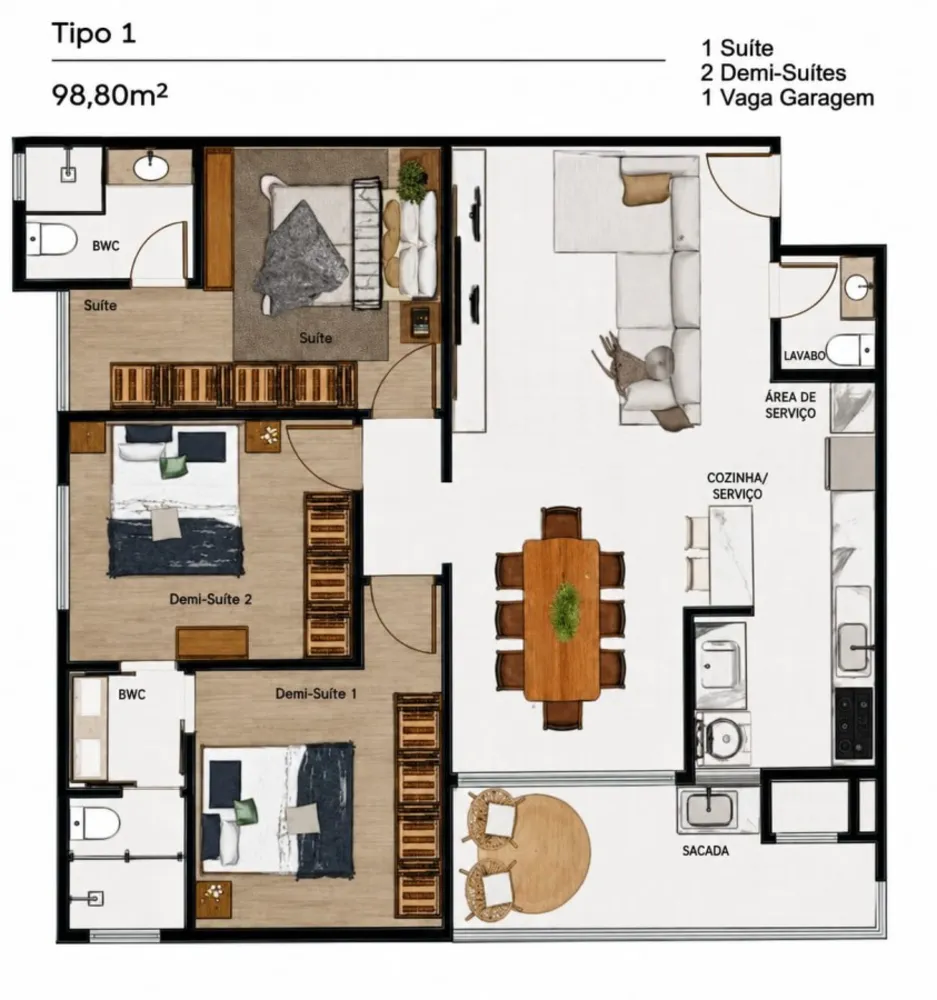 Apartamento, 3 quartos, 98 m² - Foto 4