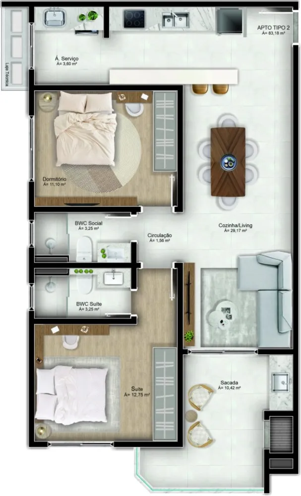 Apartamento, 2 quartos, 75 m² - Foto 3