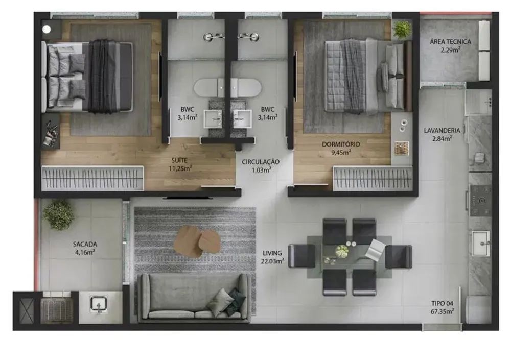 Apartamento, 2 quartos, 67 m² - Foto 12