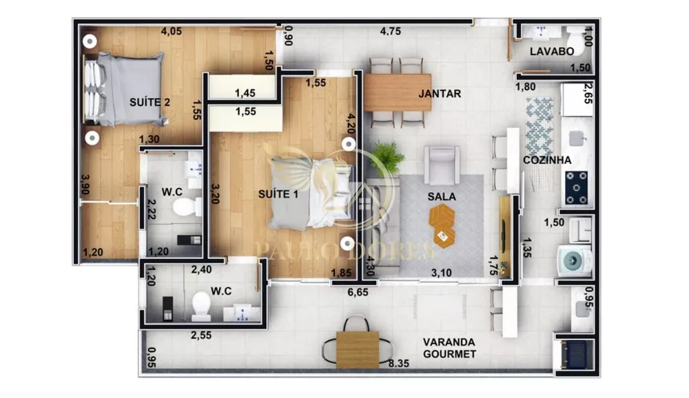 Apartamento, 2 quartos, 74 m² - Foto 3