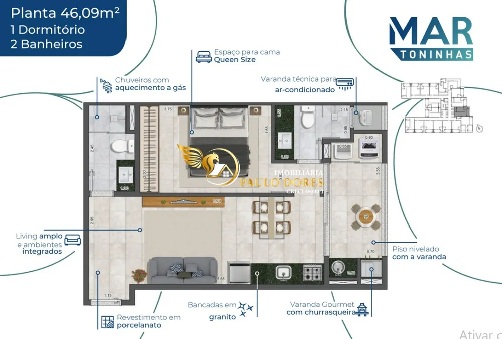 Apartamento, 1 quarto, 46 m² - Foto 11