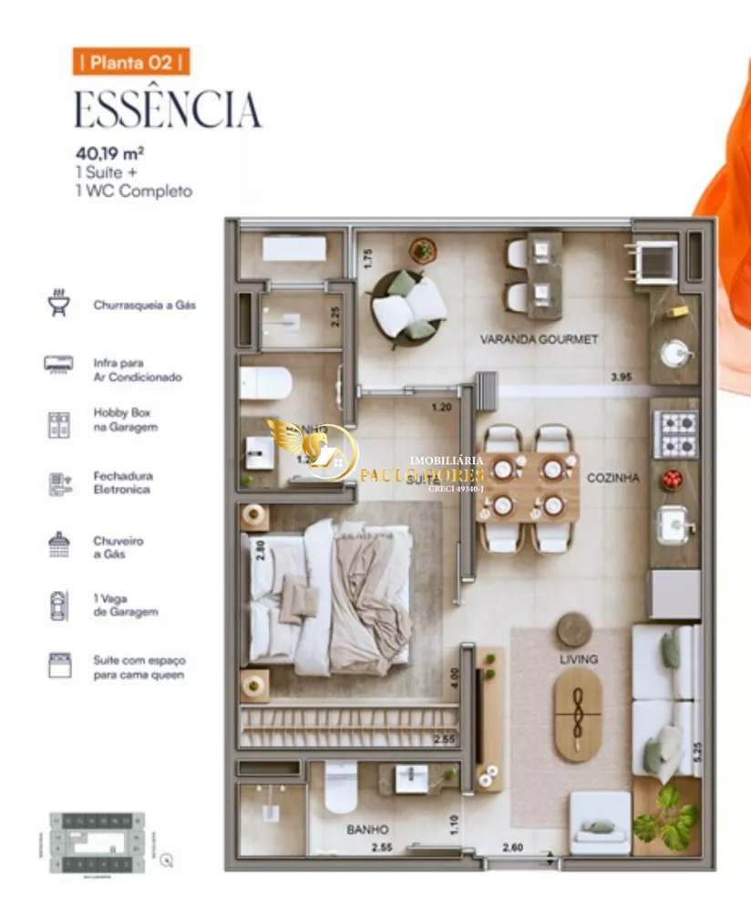 Apartamento, 1 quarto, 48 m² - Foto 1
