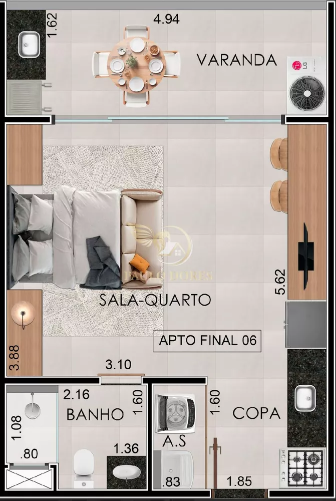 Apartamento, 1 quarto, 43 m² - Foto 3