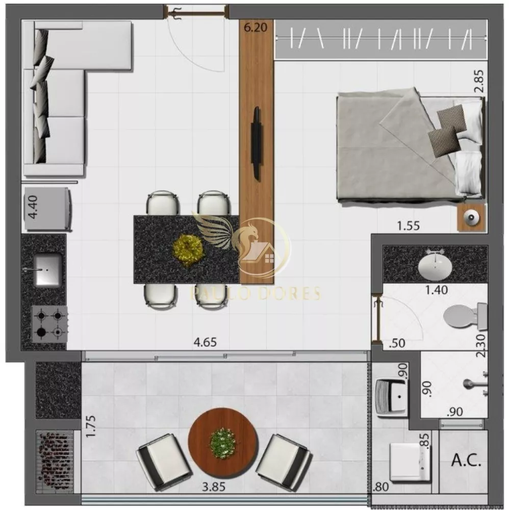 Apartamento, 1 quarto, 42 m² - Foto 3
