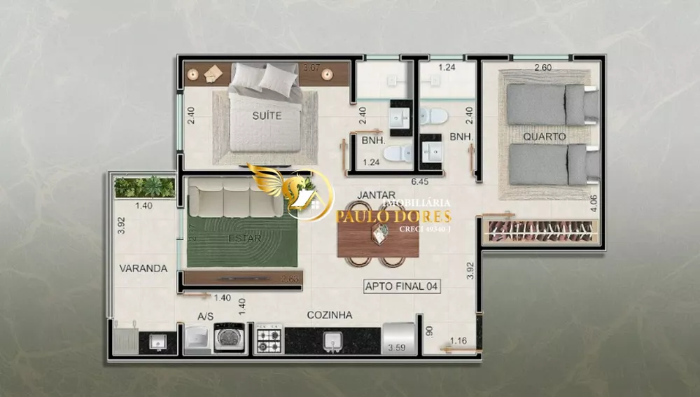 Apartamento, 2 quartos, 64 m² - Foto 1
