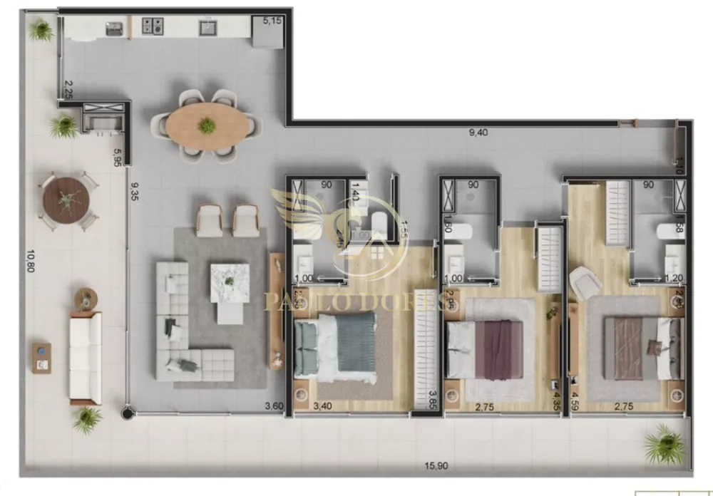 Apartamento, 3 quartos, 148 m² - Foto 3