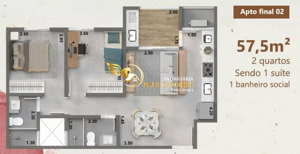 Apartamento, 2 quartos, 57 m² - Foto 3