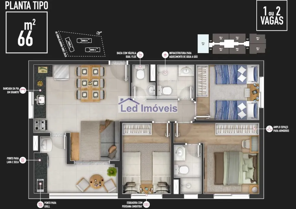 Apartamento, 3 quartos, 66 m² - Foto 28