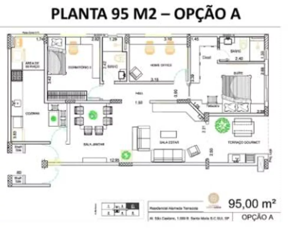 Apartamento à venda com 3 quartos, 95m² - Foto 1