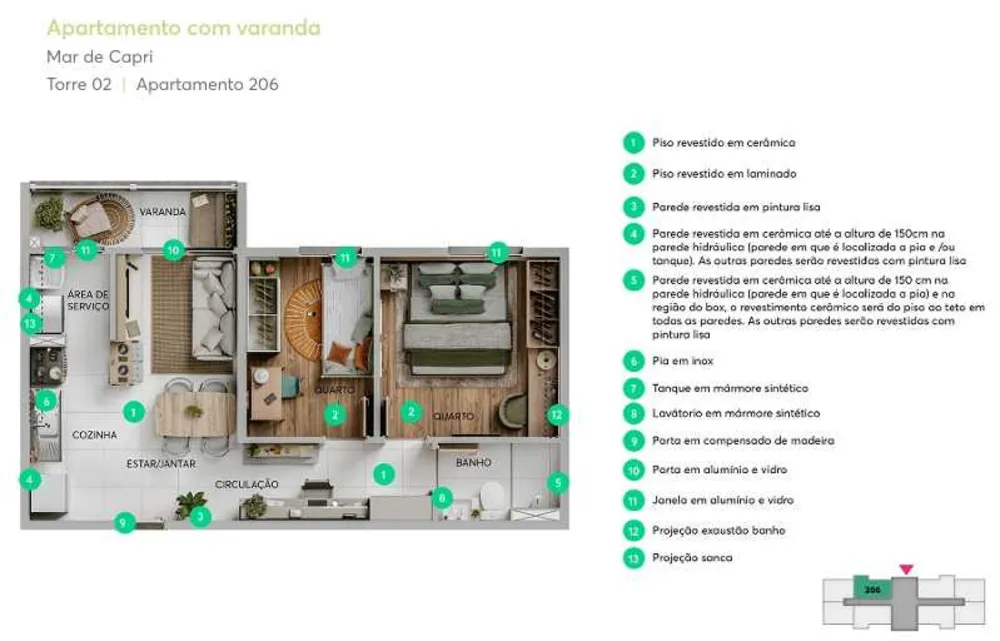 Apartamento, 2 quartos, 44 m² - Foto 1