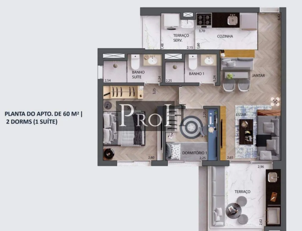 Apartamento, 2 quartos, 60 m² - Foto 2