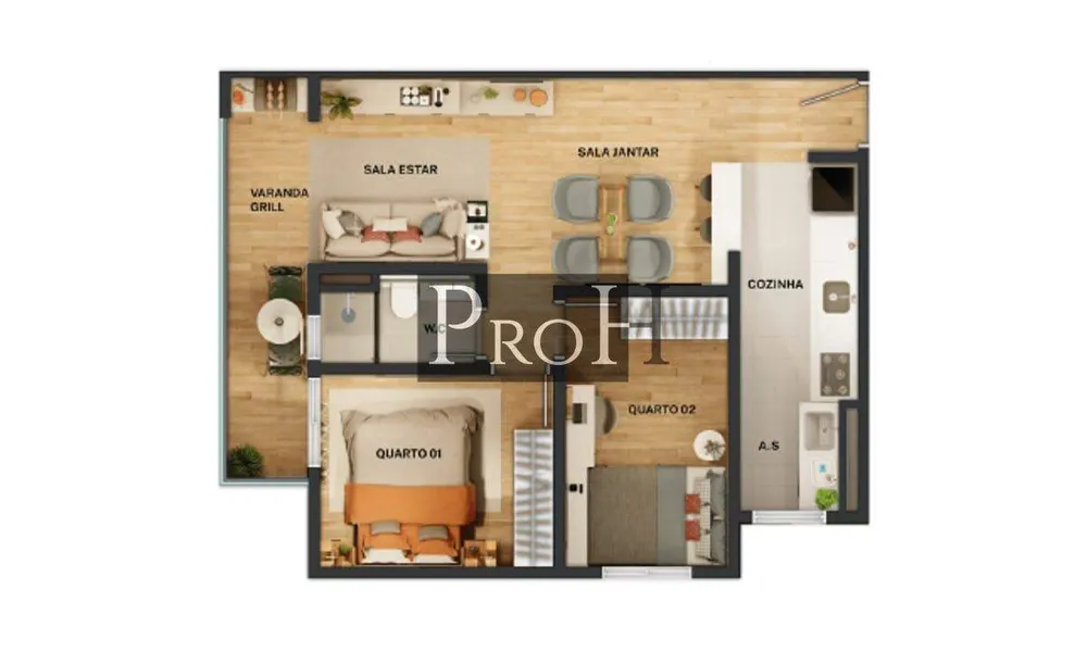 Apartamento, 2 quartos, 56 m² - Foto 2