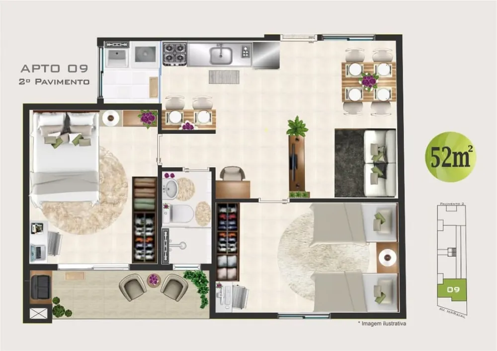 Apartamento, 2 quartos, 52 m² - Foto 8