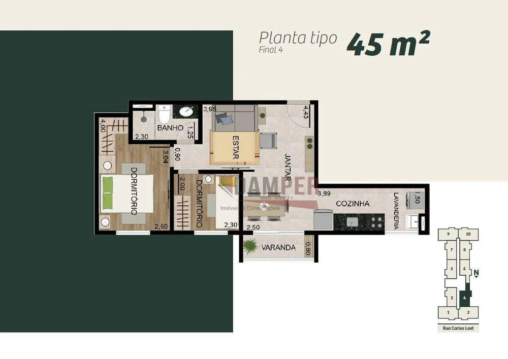 Apartamento, 2 quartos, 45 m² - Foto 1