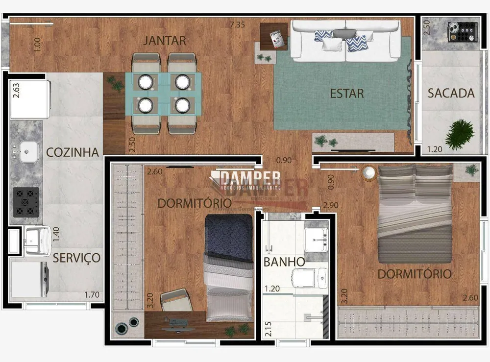 Apartamento, 2 quartos, 52 m² - Foto 6