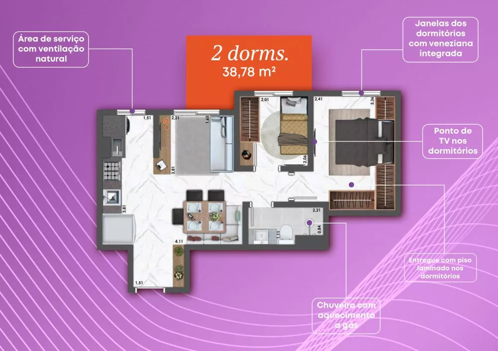 Apartamento, 2 quartos, 36 m² - Foto 6