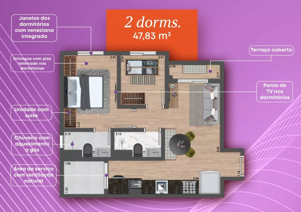 Apartamento, 2 quartos, 36 m² - Foto 7